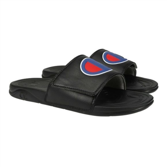 Champion Shoes - CHAMPION Negro Slide Slip-on Adjustable Sandal-- Black